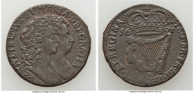 William & Mary 1/2 Penny 1694 XF (Corrosion), S-6597. 25mm. 7.09gm. A wonderful example with fully embossed portraits of William and Mary, peppered wi...