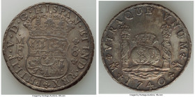 Philip V 8 Reales 1740 Mo-MF XF (Graffiti), Mexico City mint, KM103, Cal-1456. 38mm. 27.00gm. An early series date that remains in an admiral overall ...