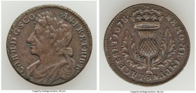 Charles II Bawbee (6 Pence) 1678 AU (PVC), KM115, S-5628. 26mm. 7.89gm. A type usually encountered in lesser states of preservation, displaying a full...