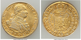 Charles IV gilt-platinum Contemporary Counterfeit 2 Escudos 1801 M-FM VF (Scratches), Madrid mint, cf. KM435.1 (for original type). 22mm. 6.54gm.

H...