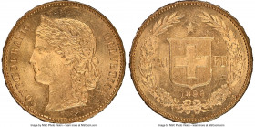 Confederation gold 20 Francs 1896-B MS64 NGC, Bern mint, KM31.3. Wholly aurous luster envelopes this near-gem. AGW 0.1867 oz.

HID09801242017

© 2...