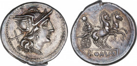 Anonymous
Denario. 179-180 a.C. ANÓNIMO. RARA. Anv.: Cabeza de Roma a derecha, detrás X. Rev.: Diana en biga a derecha, encima creciente. En exergo: ...