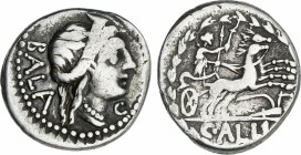 Aelia
Denario. 92 a.C. AELIA. C. Allius Bala. Anv.: Cabeza diademada de Diana a derecha, delante C, detrás BALA. Rev.: Diana con dos antorchas, en bi...