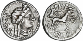 Aelia
Denario. 92 a.C. AELIA. C. Allius Bala. Anv.: Cabeza diademada de Diana a derecha, delante N, detrás BALA. Rev.: Diana con dos antorchas, en bi...