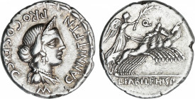 Annia
Denario. 82-81 a.C. ANNIA. C. Annius y Lucius Fabius. HISPANIA. Anv.: C. ANNI T. F. T. N. PRO. COS. EX. S. C. Busto diademado de Anna Perenna a...