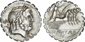 Antonia
Denario. 83-82 a.C. ANTONIA. Q. Antonius Balbus. Anv.: S. C. Cabeza laureada de Júpiter a derecha, debajo del mentón R ¶. Rev.: Victoria en c...