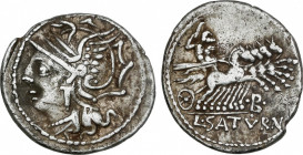 Appuleia
Denario. 104 a.C. APPULEIA. Lucius Appuleius Saturninus. Anv.: Cabeza de Roma a izquierda. Rev.: Saturno en cuadriga a derecha, debajo ¶B pu...