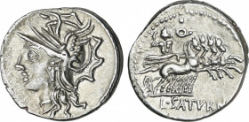 Appuleia
Denario. 104 a.C. APPULEIA. Lucius Appuleius Saturninus. Anv.: Cabeza de Roma a izquierda. Rev.: Saturno en cuadriga a derecha, encima Q baj...