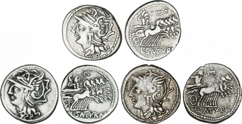 Appuleia
Lote 3 monedas Denario. 104 a.C. APPULEIA. Lucius Appuleius Saturninus...