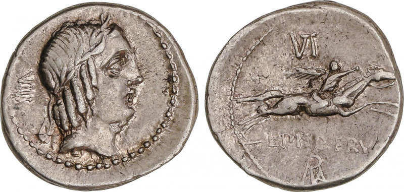 Calpurnia
Denario. 90-89 a.C. CALPURNIA. L. Calpurnius Piso Frugi. Anv.: VIII. ...