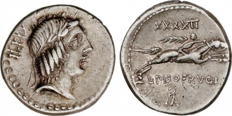 Calpurnia
Denario. 90-89 a.C. CALPURNIA. L. Calpurnius Piso Frugi. Anv.: XXXII....