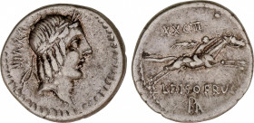 Calpurnia
Denario. 90-89 a.C. CALPURNIA. L. Calpurnius Piso Frugi. Anv.: ¶XVIII. Rev.: XXCIII - L. PISO. FRVG / ROMA en monograma. 3,97 grs. AR. (Ray...