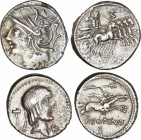 Calpurnia
Lote 2 monedas Denario. 104 y 90-89 a.C. APPULEIA y CALPURNIA. Lucius Appuleius Saturninus y L. Calpurnius Piso Frugi. Rev.: Saturno en cua...