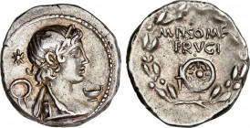 Calpurnia
Denario. 68-66 a.C. CALPURNIA. M. Calpurnius Piso Frugi. MUY RARA. Anv.: Busto joven del dios Terminus o Mercurio entre estrella, corona y ...