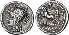 Coelia o Coilia
Denario. 104 a.C. COELIA o COILIA. C. Coelius Caldus. Anv.: Cabeza de Roma a izquierda
 Rev.: Victoria en biga a izquierda, encima ¶...