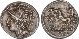 Coelia o Coilia
Denario. 104 a.C. COELIA o COILIA. C. Coelius Caldus. Anv.: Cabeza de Roma a izquierda. Rev.: Victoria en biga a izquierda, debajo CA...