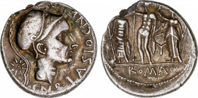 Cornelia
Denario. 112-111 a.C. CORNELIA. Cnaeus Cornelius Blasio. Anv.: Cabeza de Escipìón El Africano a derecha, encima estrella, detrás sol radiado...