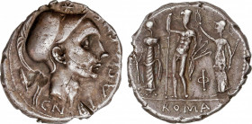 Cornelia
Denario. 112-111 a.C. CORNELIA. Cnaeus Cornelius Blasio. Anv.: Cabeza de Escipìón El Africano a derecha, encima estrella, detrás hoja de árb...