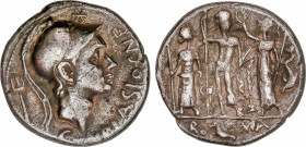 Cornelia
Denario. 112-111 a.C. CORNELIA. Cnaeus Cornelius Blasio. Anv.: Cabeza de Escipìón El Africano a derecha, encima estrella, detrás tridente. C...