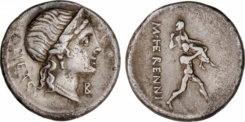 Herennia
Denario. 108-017 a.C. HERENNIA. Marcus Herennius. Anv.: PIETAS (TA nex...