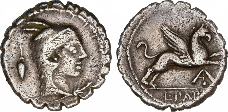 Papia
Denario. 79 a.C. PAPIA. L. Papius. Anv.: Cabeza de Juno Sospita a derecha...