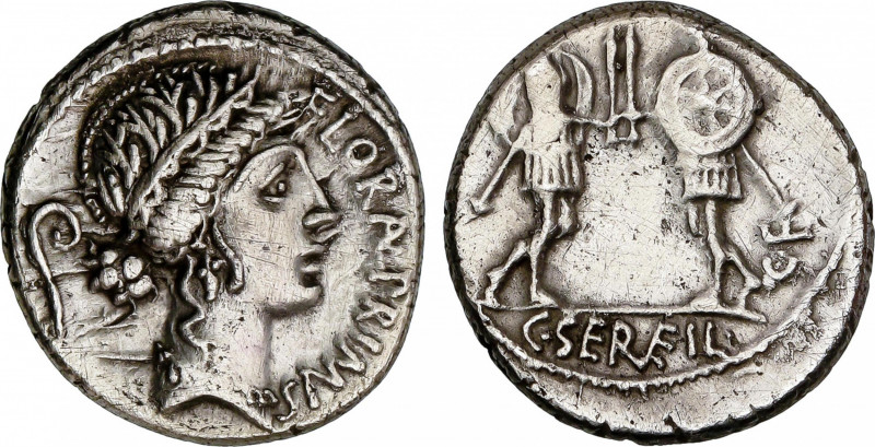 Servilia
Denario. 57 a.C. SERVILIA. C. Serveilius C.f. ESCASA. Anv.: Cabeza de ...