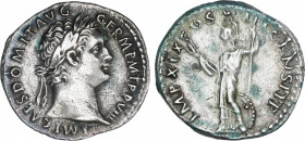Domitianus (81-96 AD)
Denario. Acuñada el 88-89 d.C. DOMICIANO. Anv.: IMP. CAES. DOMIT. AVG. GERM. P. M. TR. P. VIII. Cabeza laureada a derecha. Rev....