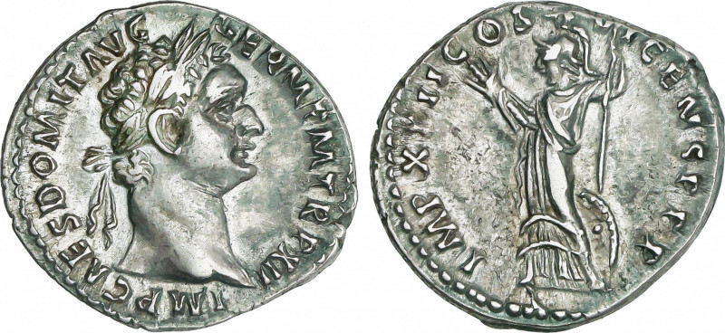 Domitianus (81-96 AD)
Denario. Acuñada el 92-93 d.C. DOMICIANO. Anv.: IMP. CAES...