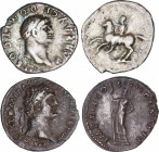 Domitianus (81-96 AD)
Lote 2 monedas Denario. Acuñadas el 88-89 y 73 d.C. DOMICIANO. Rev.: IMP. XIX. COS. XIIII. CENS. P. P. P. Minerva a izquierda c...