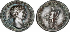 Traianus (98-117 AD)
Denario. Acuñada el 103-112 d.C. TRAJANO. Anv.: IMP. TRAIANO AVG. GER. DAC. P. M. TR. P. Busto laureado a derecha. Rev.: COS. V....