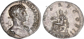 Hadrianus (117-138 AD)
Denario. Acuñada el 118 d.C. ADRIANO. Anv.: IMP. CAESAR TRAIAN HADRIANVS AVG. Cabeza laureada y drapeada de Adriano a derecha....