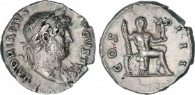 Hadrianus (117-138 AD)
Denario. Acuñada el 125-128 d.C. ADRIANO. Anv.: HADRIANVS AVGVSTVS. Cabeza laureada y drapeada de Adriano a derecha. Rev.: COS...