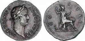 Hadrianus (117-138 AD)
Denario. Acuñada el 134-138 d.C. ADRIANO. Anv.: HADRIANVS AVGVSTVS P. P. Busto laureado de Adriano a derecha. Rev.: COS. III. ...