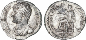 Hadrianus (117-138 AD)
Denario. Acuñada el 125-134 d.C. ADRIANO. Anv.: HADRIANVS AVGVSTVS. Busto descubierto y drapeado de Adriano a izquierda. Rev.:...