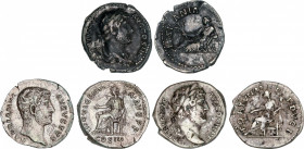 Hadrianus (117-138 AD)
Lote 3 monedas Denario. Acuñada el 117-138 d.C. ADRIANO. AR. A EXAMINAR. C-782a, 839, 853. MBC a EBC-.
