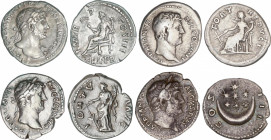 Hadrianus (117-138 AD)
Lote 4 monedas Denario. Acuñada el 117-138 d.C. ADRIANO. AR. A EXAMINAR. C-466, 600a, 761c, 765. MBC a MBC+.