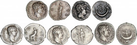 Hadrianus (117-138 AD)
Lote 5 monedas Denario. Acuñada el 117-138 d.C. ADRIANO. AR. A EXAMINAR. C-381, 392, 393a, 461a, 465. MBC- a MBC.