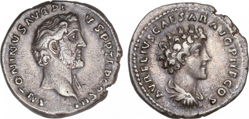 Antoninus Pius (138-161 AD)
Denario. Acuñada el 140 d.C. ANTONINO PÍO y MARCO A...