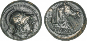 Republic
Litra. 241-235 a.C. ANÓNIMA. Anv.: Cabeza de Marte sin barba a derecha. Rev.: Cabeza de caballo a derecha, detrás hoz, debajo ROMA. 3,33 grs...
