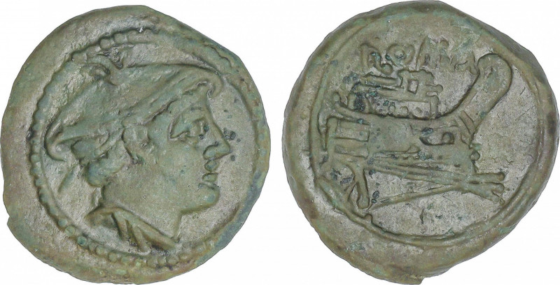 Republic
Semiuncia. 217-215 a.C. ANÓNIMA. Anv.: Cabeza de Mercurio a derecha. R...