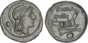Republic
Uncia. 215-212 a.C. ANÓNIMA. Anv.: Cabeza de Roma a derecha, detrás punto. Rev.: Proa de nave a derecha, encima ROMA, debajo punto. 6,77 grs...