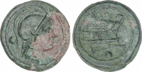 Republic
Uncia. 215-212 a.C. ANÓNIMA. Anv.: Cabeza de Roma a derecha, detrás punto. Rev.: Proa de nave a derecha, encima ROMA, debajo punto. 9,46 grs...