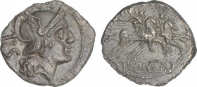 Republic
Sestercio de plata. 211 a.C. ANÓNIMA. Anv.: Cabeza de Roma, detrás ISS. Rev.: Dióscuros a caballo a derecha, debajo ROMA en tablilla. 0,88 g...
