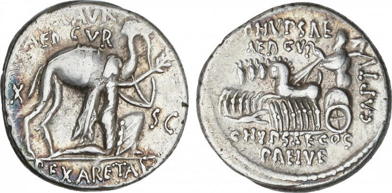 Republic
Denario. 58 a.C. AEMILIA-8. M. Aemilius Scaurus y Pub. Plautius Hypsae...