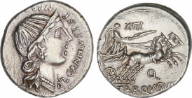 Republic
Denario. 82-81 a.C. ANNIA. C. Annius y C. Tarquitus. HISPANIA. Anv.: C. ANNIVS T. F. T. N. (PRO. COS. EX. S. C.). Busto diademado de Anna Pe...