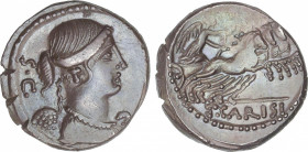 Republic
Denario. 46 a.C. CARISIA. T. Carisius. Anv.: SC detrás del busto de Victoria. Rev.: Victoria en cuadriga a derecha. En exergo: T.CARISI. 4,0...