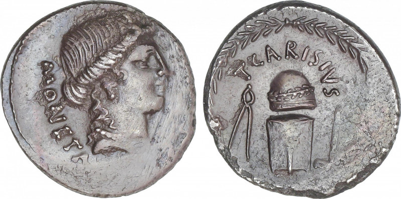 Republic
Denario. 46 a.C. CARISIA. T. Carisius. ESCASA. Anv.: Cabeza de Juno a ...