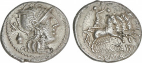 Republic
Denario. 126 a.C. CASSIA. C. Cassius. Anv.: Cabeza de Roma a derecha, detrás * sobre urna. Rev.: Libertad en cuadriga a derecha, debajo C. C...