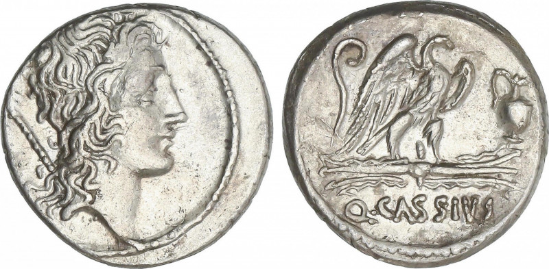 Republic
Denario. 55 a.C. CASSIA. Q. Cassius Longinus. Anv.: Cabeza de Bonus Ev...