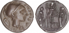 Republic
Denario. 112-111 a.C. CORNELIA. Cnaeus Cornelius Blasio. Anv.: Cabeza de Escipìón El Africano a derecha, encima estrella, detrás proa de nav...